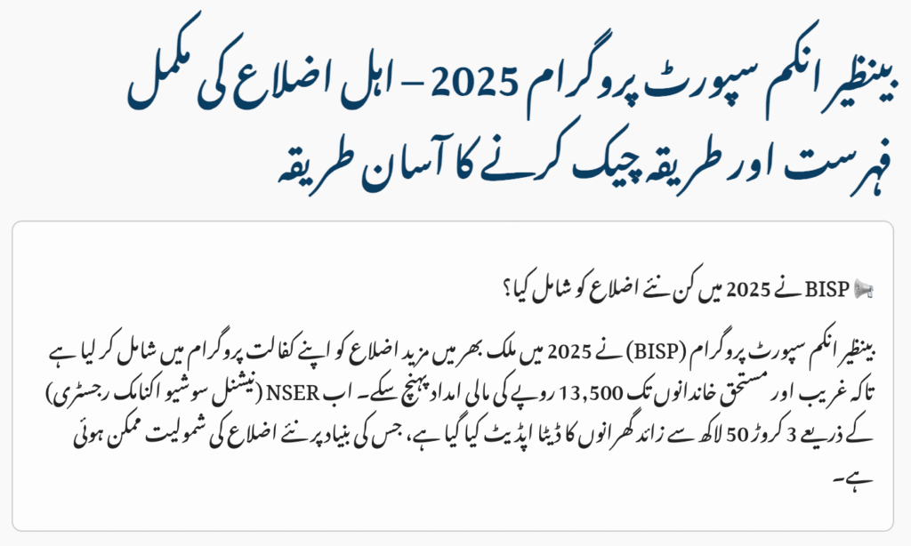 BISP Eligibility Districts