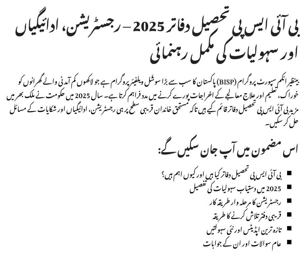 BISP Tehsil Offices 2025